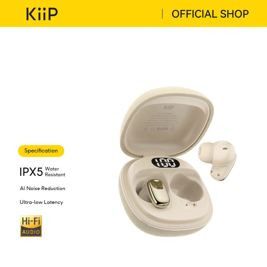 KiiP AirNora5 LED True Wireless Bluetooth Earphones Earbuds TWS AI Noise Reduction