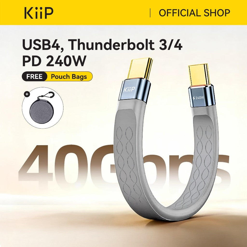 KiiP USB4 Kabel Data Mini 240W PD 3.1 Ultra-Fast Transfer 40Gbps 8K/60Hz Video Output