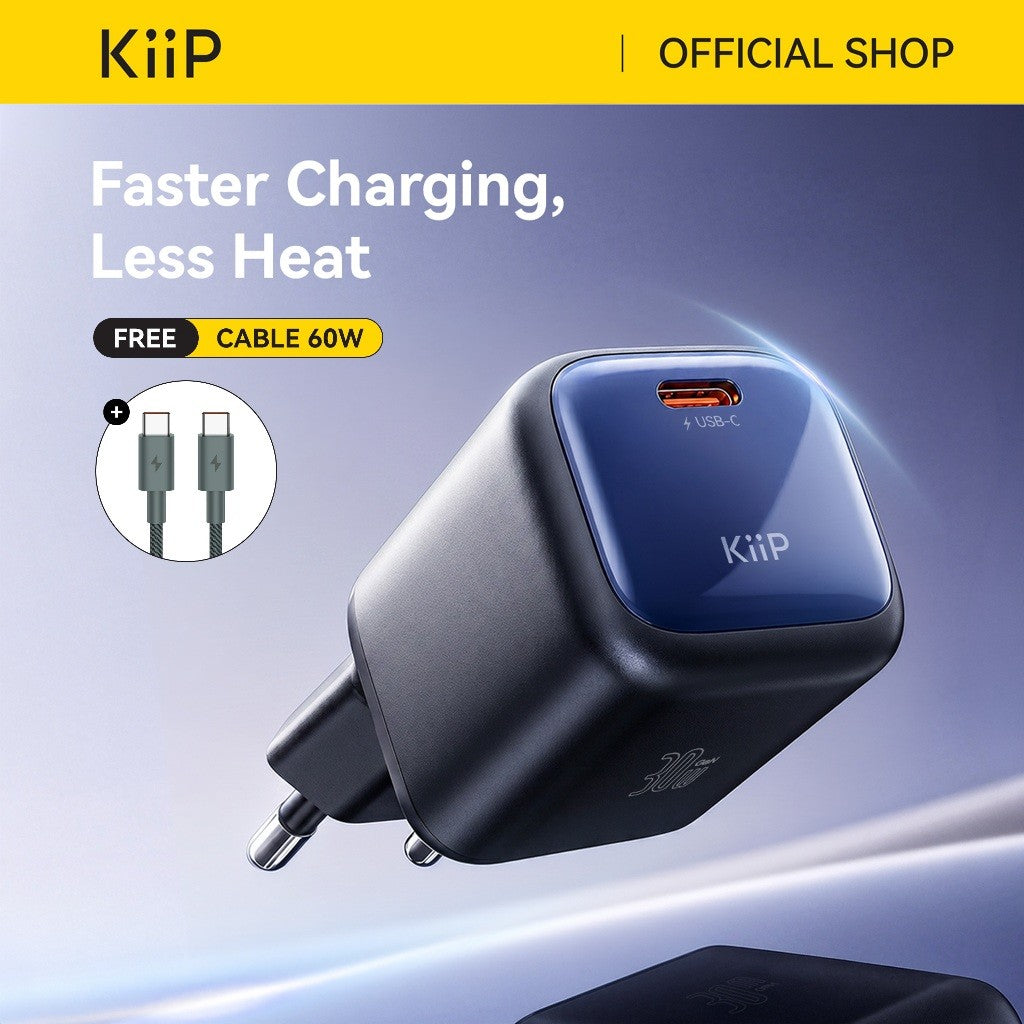 KiiP Compact Series GaN Charger up to 45W Mini Wall Adaptor Travel Kepala Charger Fast Charging