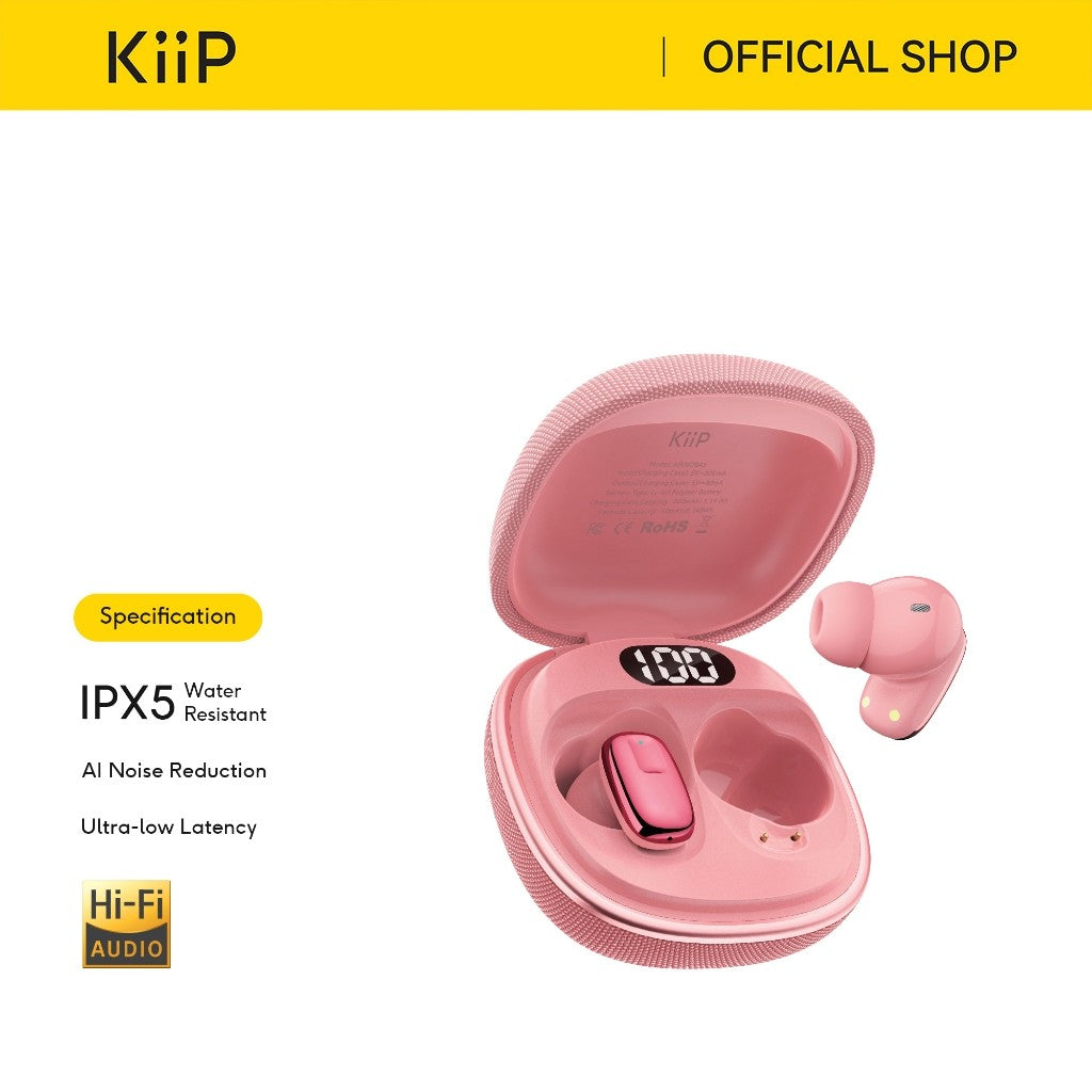 KiiP AirNora5 LED True Wireless Bluetooth Earphones Earbuds TWS AI Noise Reduction
