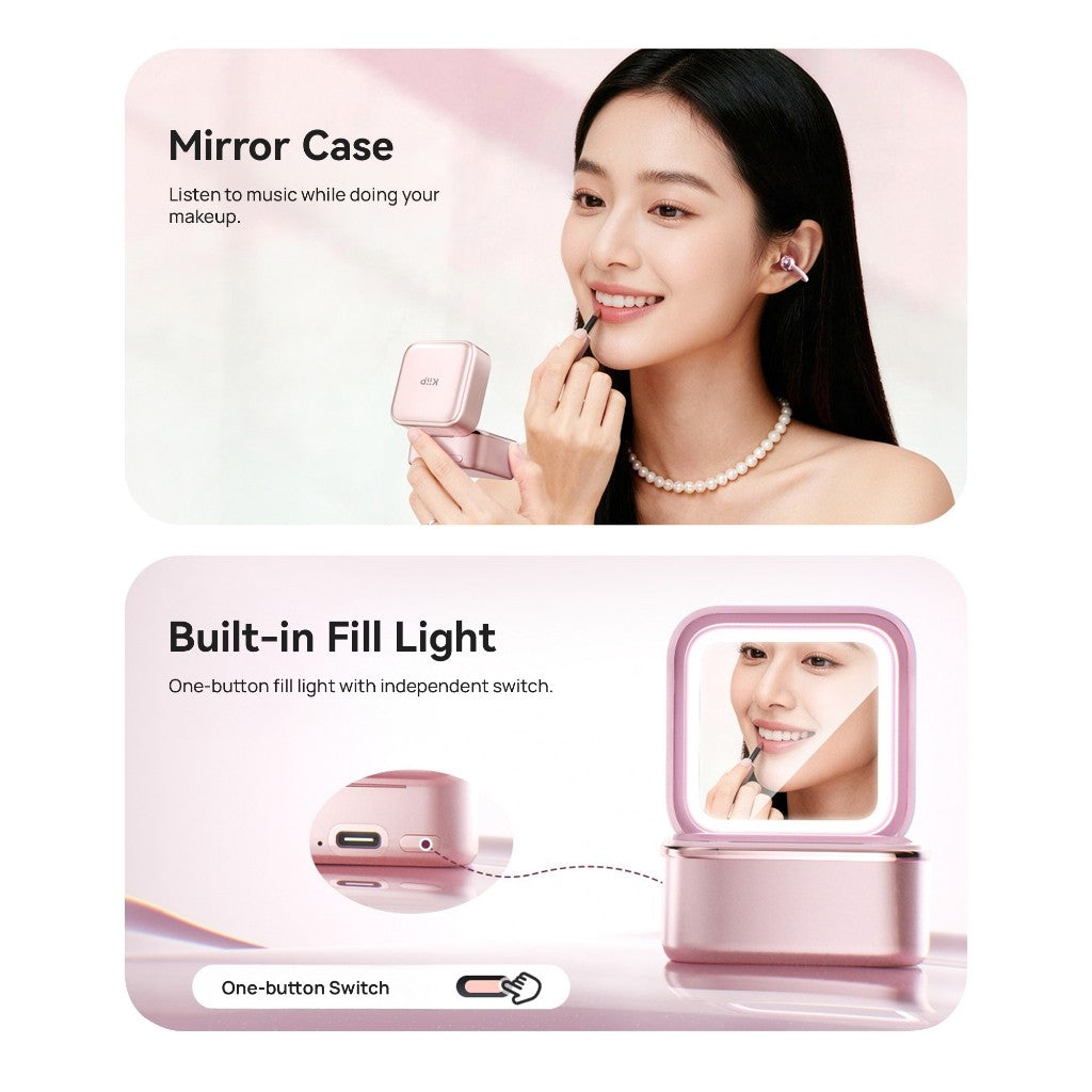 KiiP DTH27 Open Ear TWS Earphone Earclip Mirror Built In Light Case Low Latency