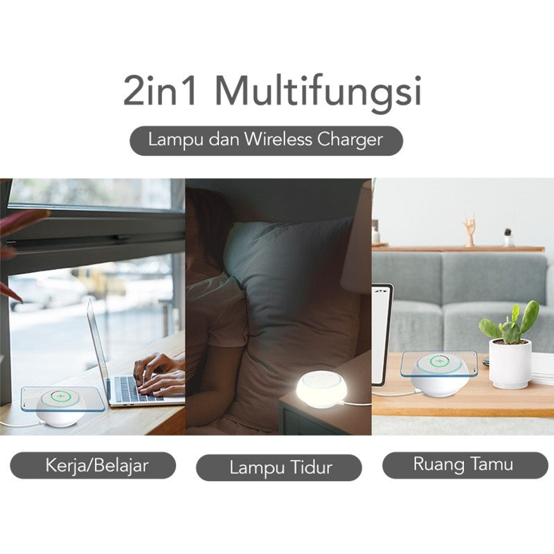 KiiP D2 Desk Lamp Wireless Charger Lampu Tidur Lampu Meja Lampu Baca