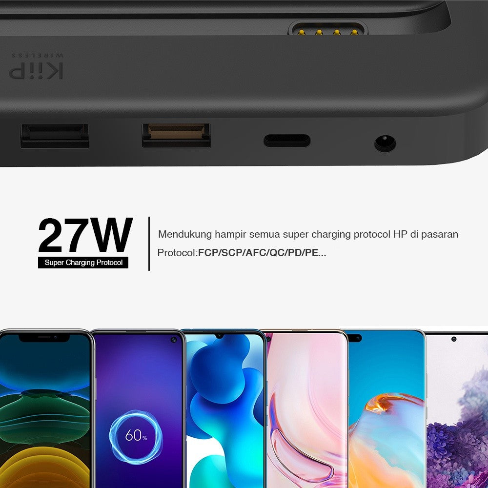 KiiP W5 Charger Station Wireless Fast Charging Power Bank Usb Type C PD