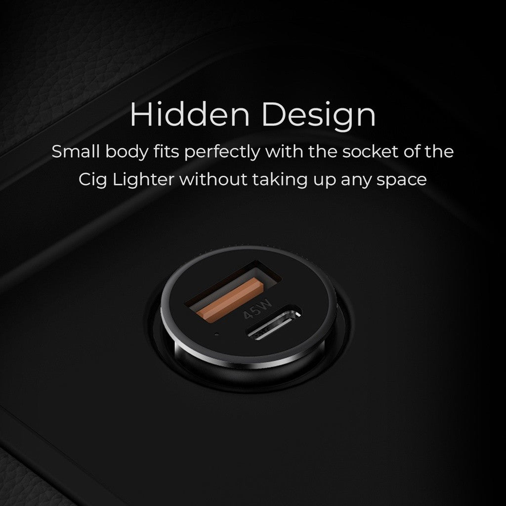 KiiP C8 Car Charger Mobil 45W Type-C+USB Fast Charging