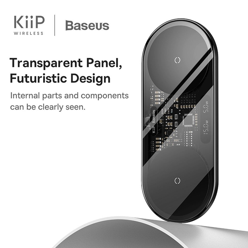 KiiP X Baseus Dual Wireless Charger Digital Led Fast Charging Pad 20W