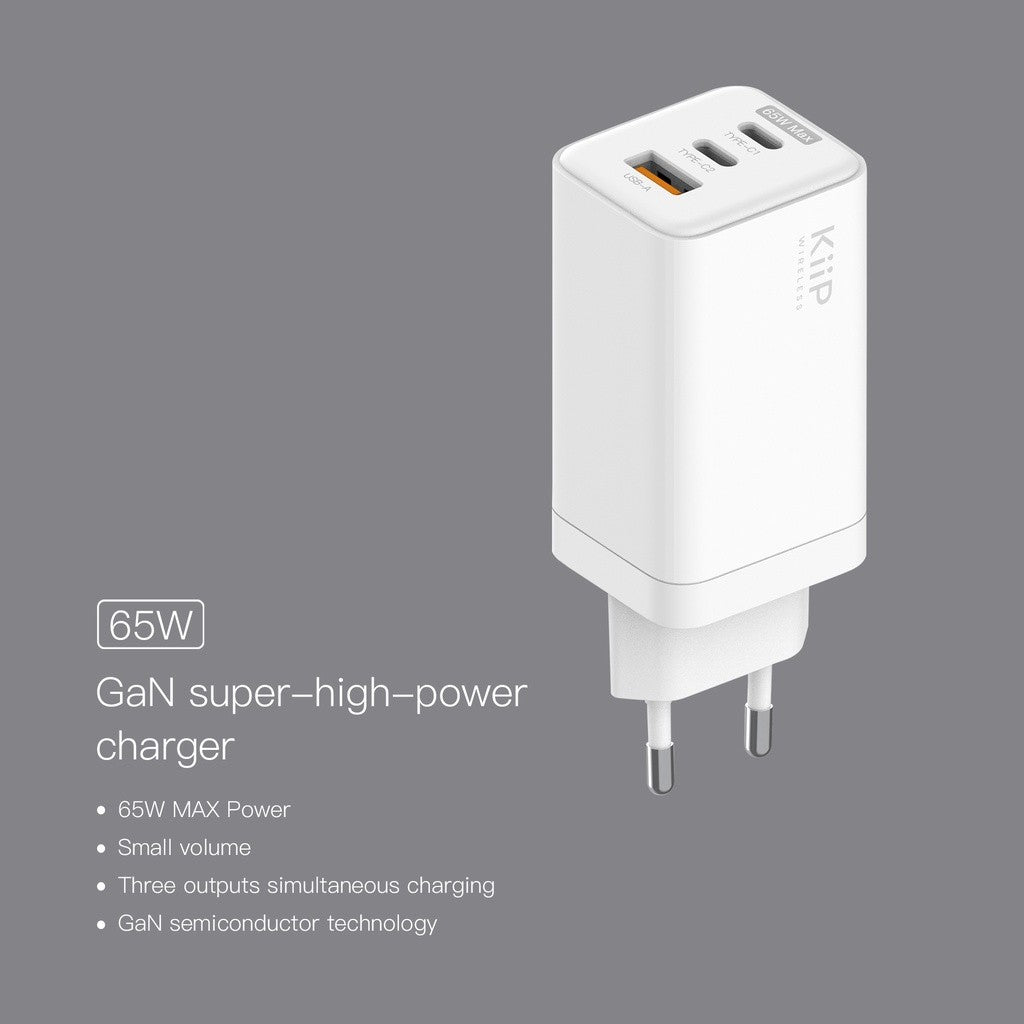 KiiP Wireless C12 GaN Charger 65W Adaptor Kepala Charger Fast Charging PD QC Type C