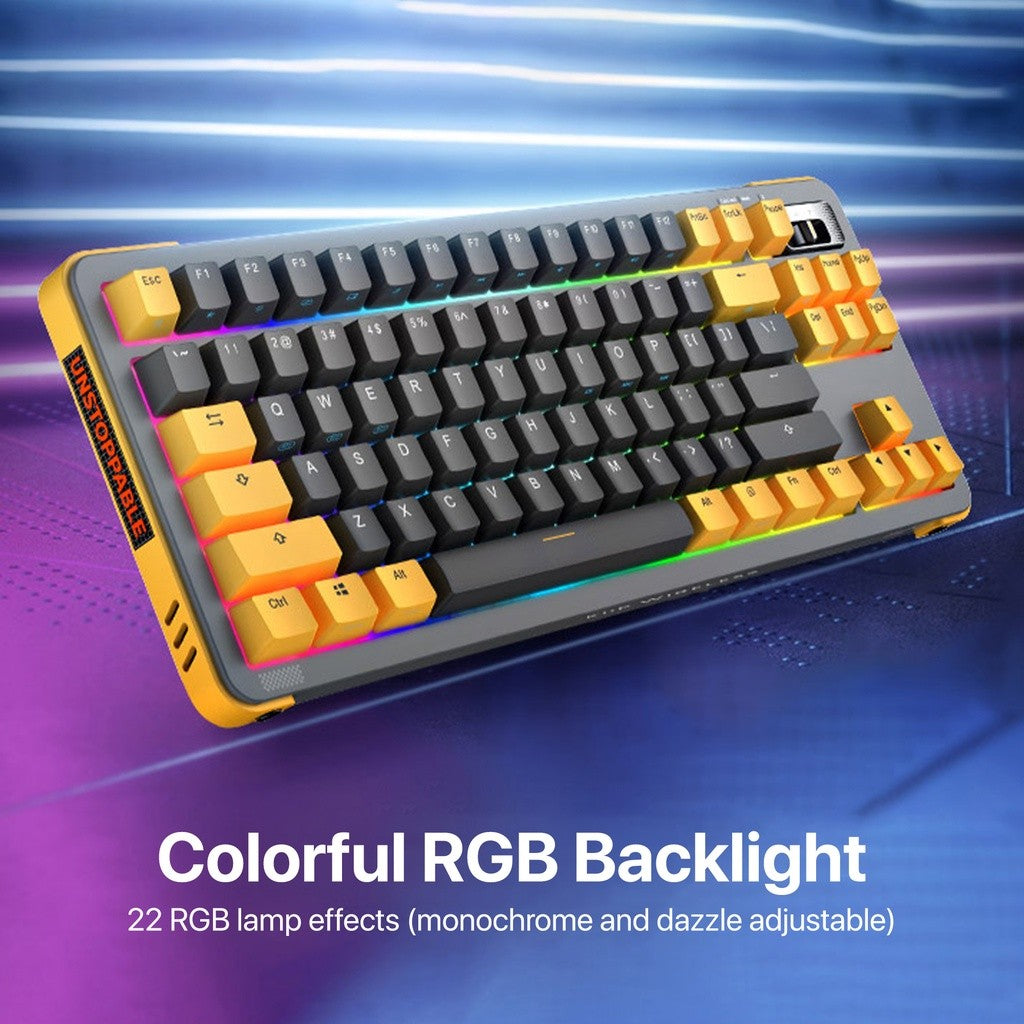 KiiP Wireless Y87 Gateron Switch Mechanical Gaming Keyboard Layout Hot-Swappable RGB Backlight