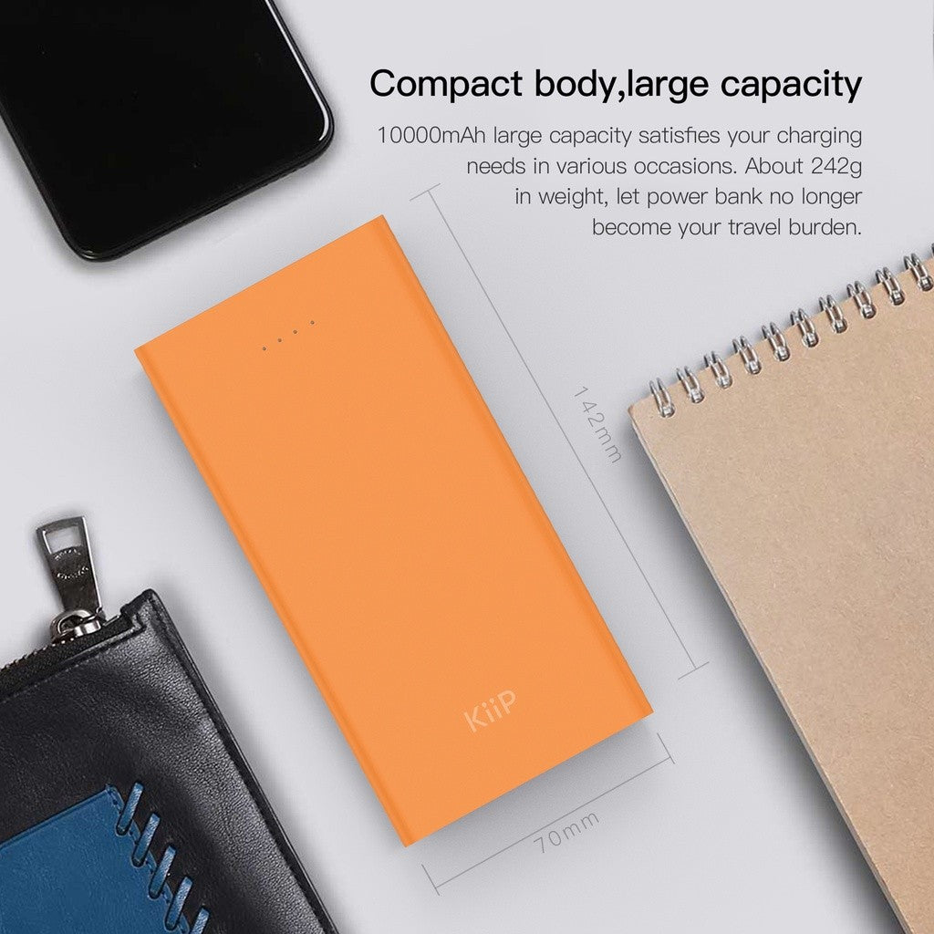 KiiP E41 Power Bank Slim 10000mAh Dual Input Type-C Micro USB Port