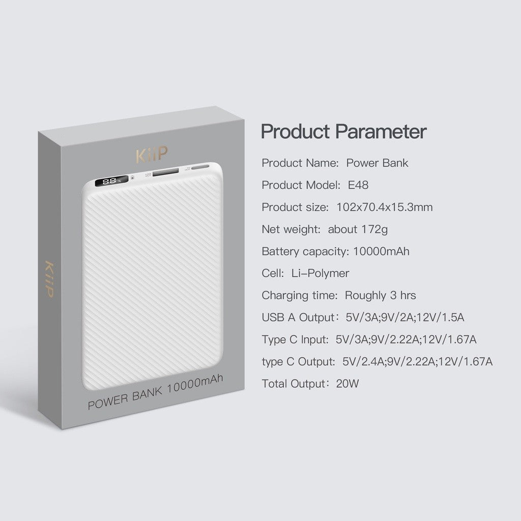 KiiP E48 Power Bank Fast Charging 20W Quick Charge Type C PD