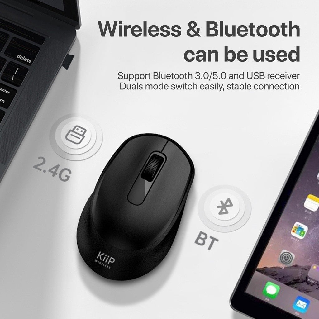 KiiP Wireless Bluetooth Mouse MS02 USB Dongle 2.4G BT3.0/5.0 1500DPI