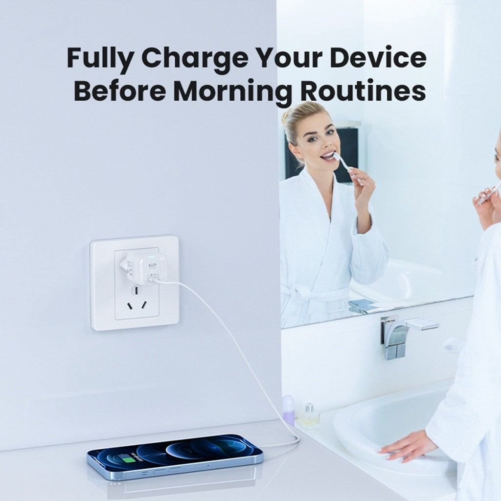 KiiP Wireless Kepala Charger 33W GaN Fast Charger Travel Adaptor Type C PD QC