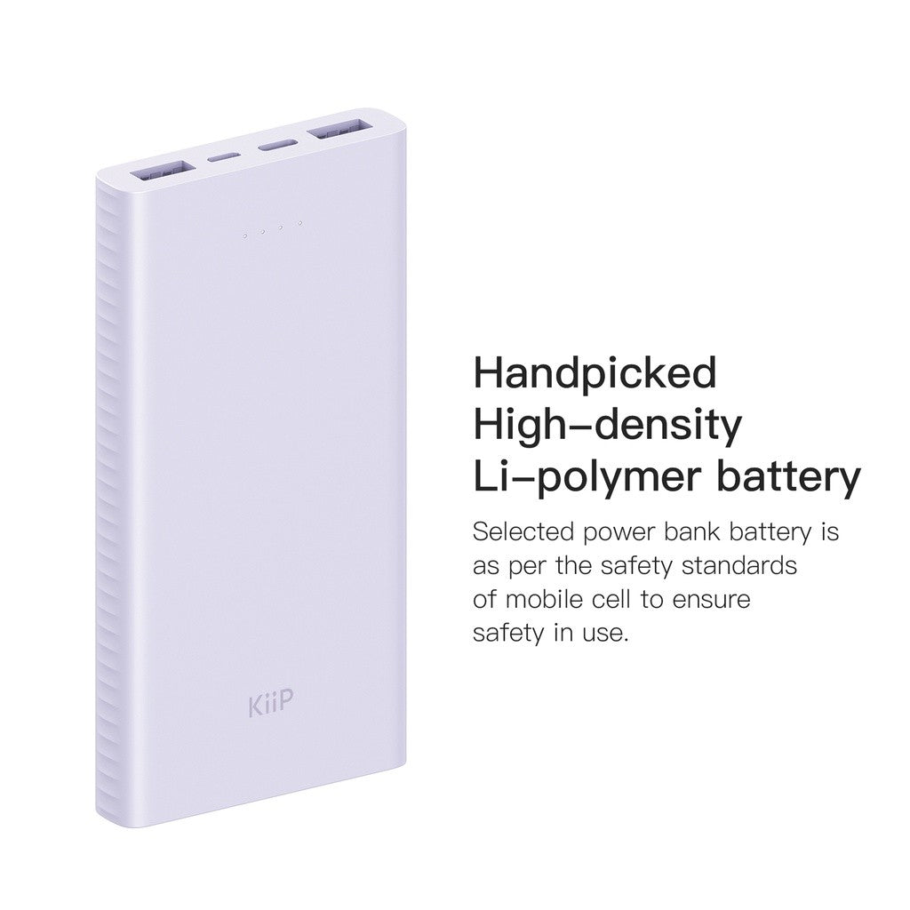 KiiP E41 Power Bank Slim 10000mAh Dual Input Type-C Micro USB Port