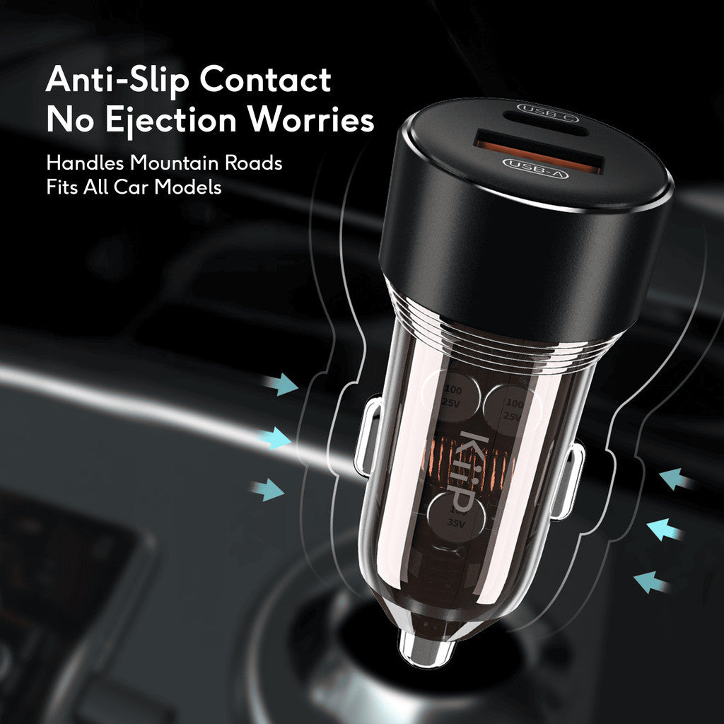 KiiP C15 Car Charger Mobil 60W Fast Charging Type C PD+USB Quick Charge 3.0 PPS PD
