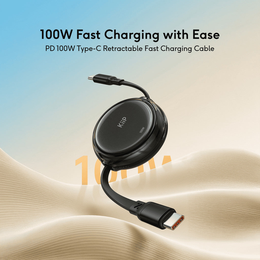 KiiP RCTC Kabel Data 100W Super Fast Charging Cable Type-C To Type-C Retractable
