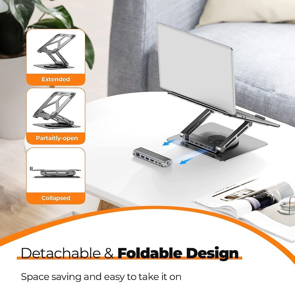 KiiP H05 6in1 Hub Foldable 360 Rotatable Laptop Stand Holder Multifunction