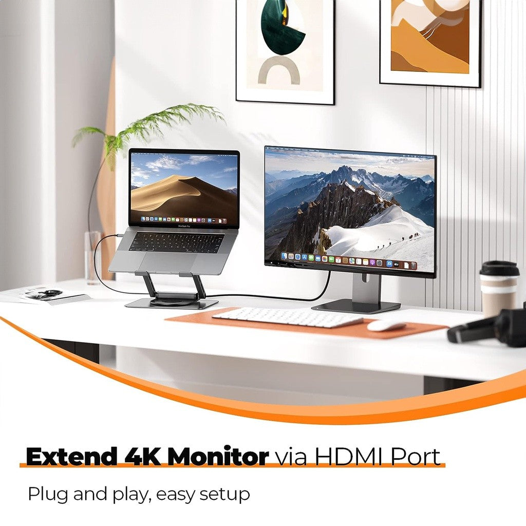 KiiP H05 6in1 Hub Foldable 360 Rotatable Laptop Stand Holder Multifunction