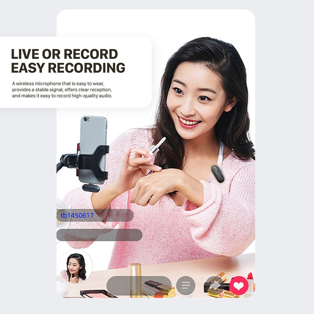 KiiP Wireless M8 Microphone Portable Dual Mic Wireless Clip On 2 In 1 Podcast Vlog Youtuber