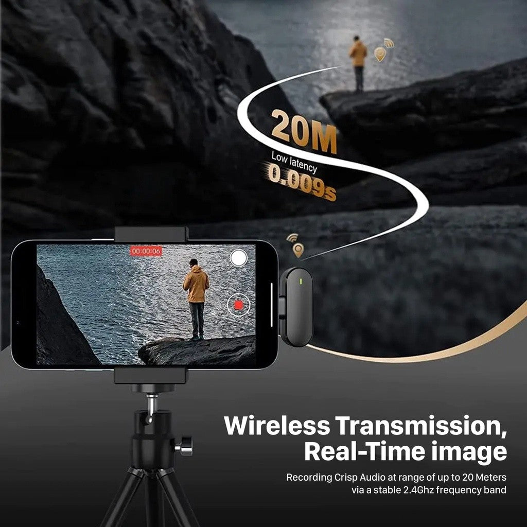 KiiP Wireless M8 Microphone Portable Dual Mic Wireless Clip On 2 In 1 Podcast Vlog Youtuber