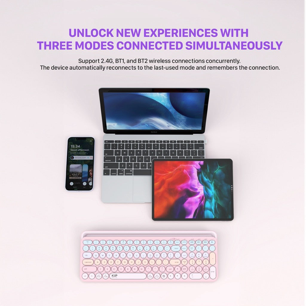 KiiP Wireless Swift02 Keyboard Bluetooth Multi-Device Dual Mode Windows Mac Chrome OS Android iOS