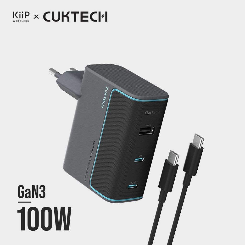 KiiP x Cuktech 10 GaN 100W Adaptor Kepala Charger Fast Charging USB TYPE C PD QC
