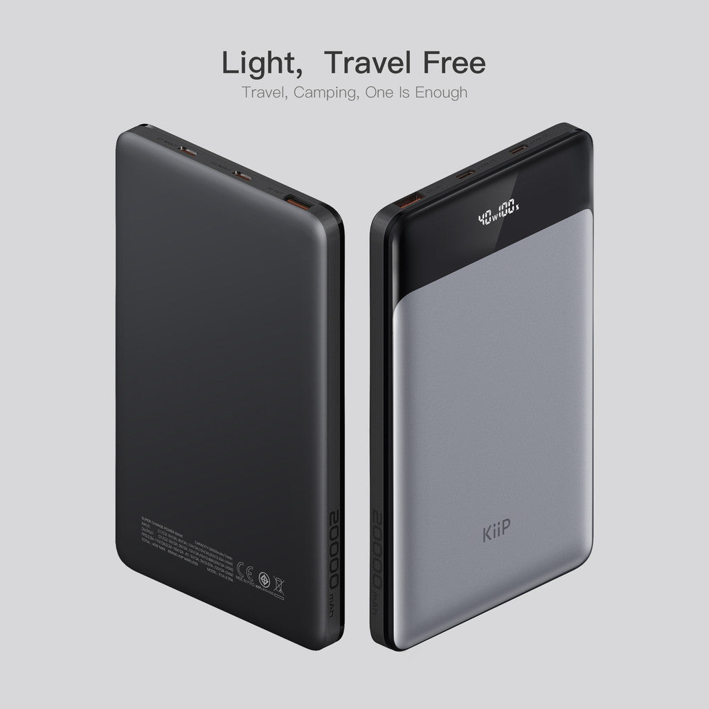 KiiP E14 Power Bank 20000mAh Fast Charging 45W Powerbank Slim LED Display