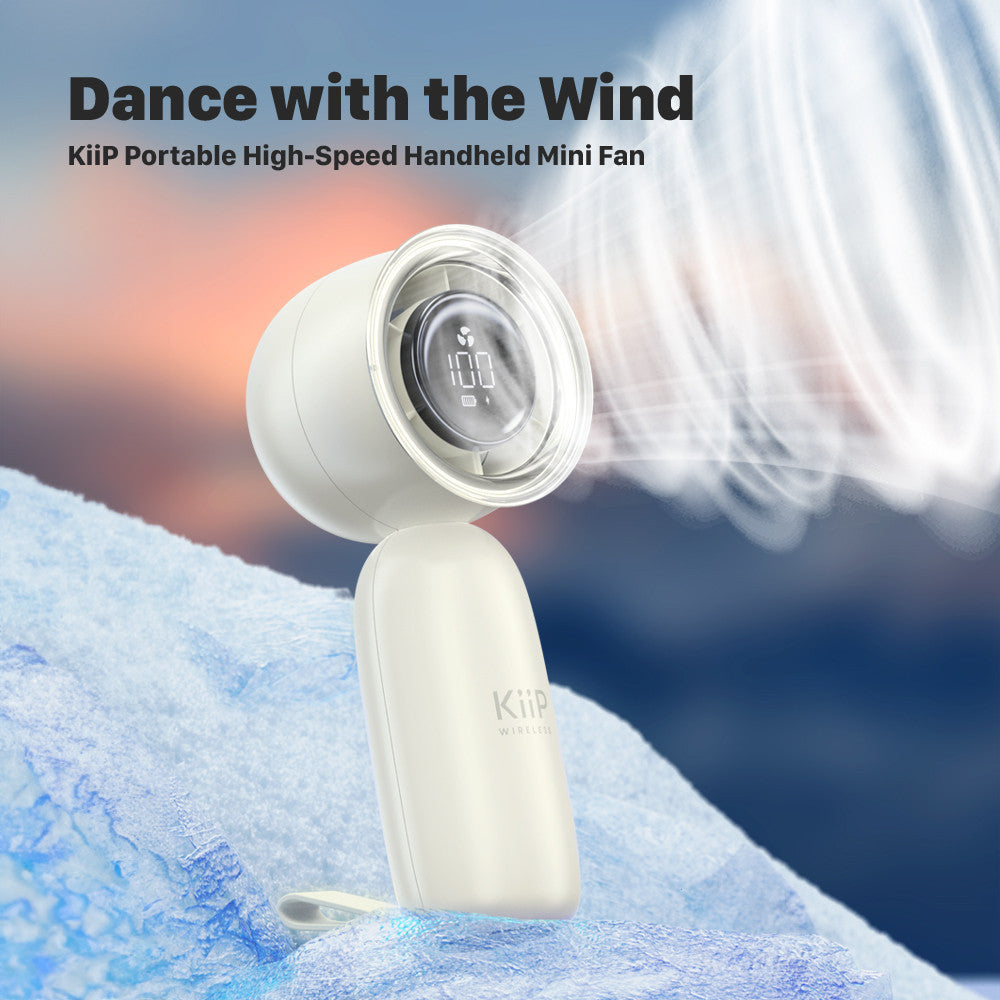 KiiP Fan03 Kipas Angin Mini Portable Rechargeable Fan-5Speed Kipas Genggam LED Display Wind
