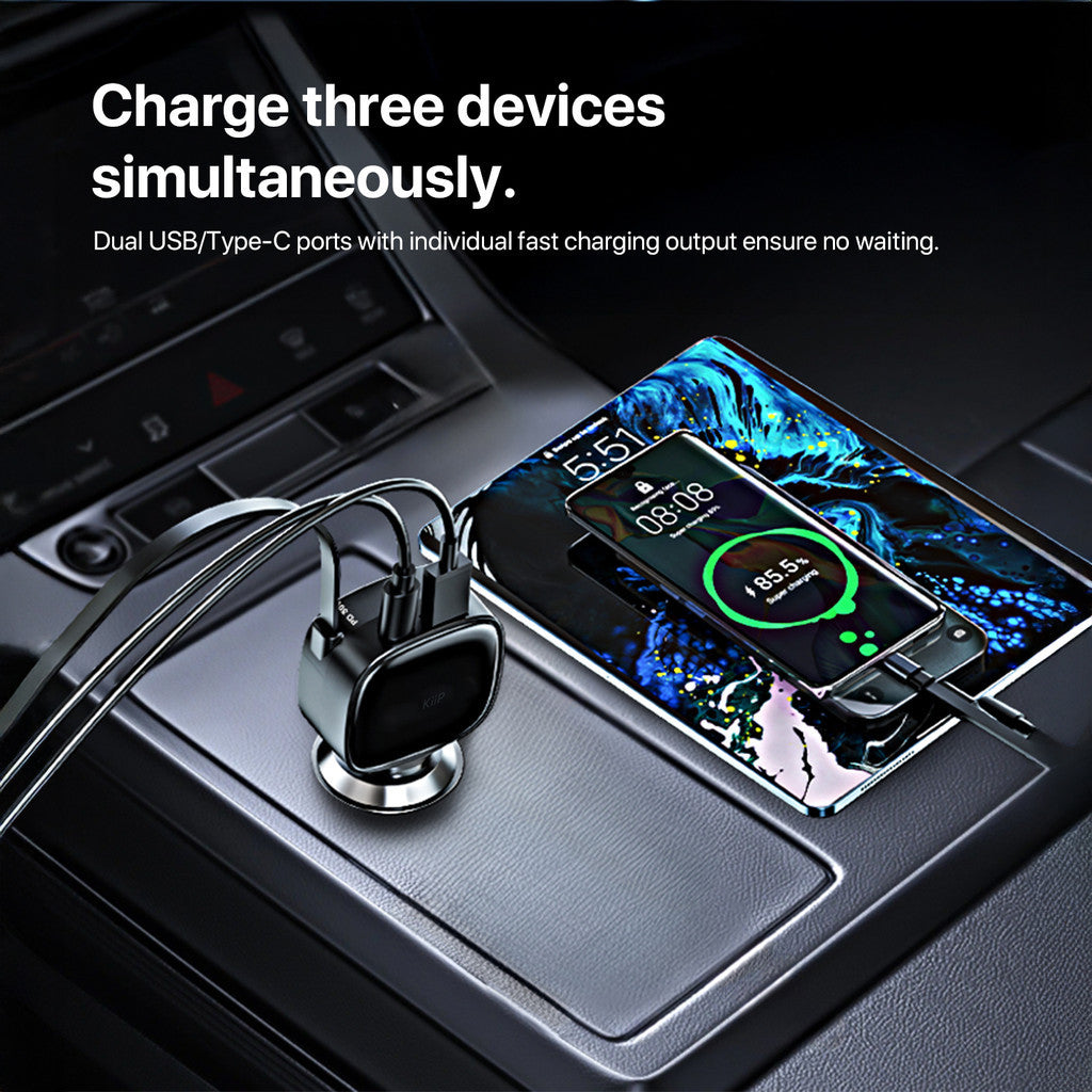 KiiP SC17 Car Charger Retractable PD 84W Charger Mobil Fast Charging