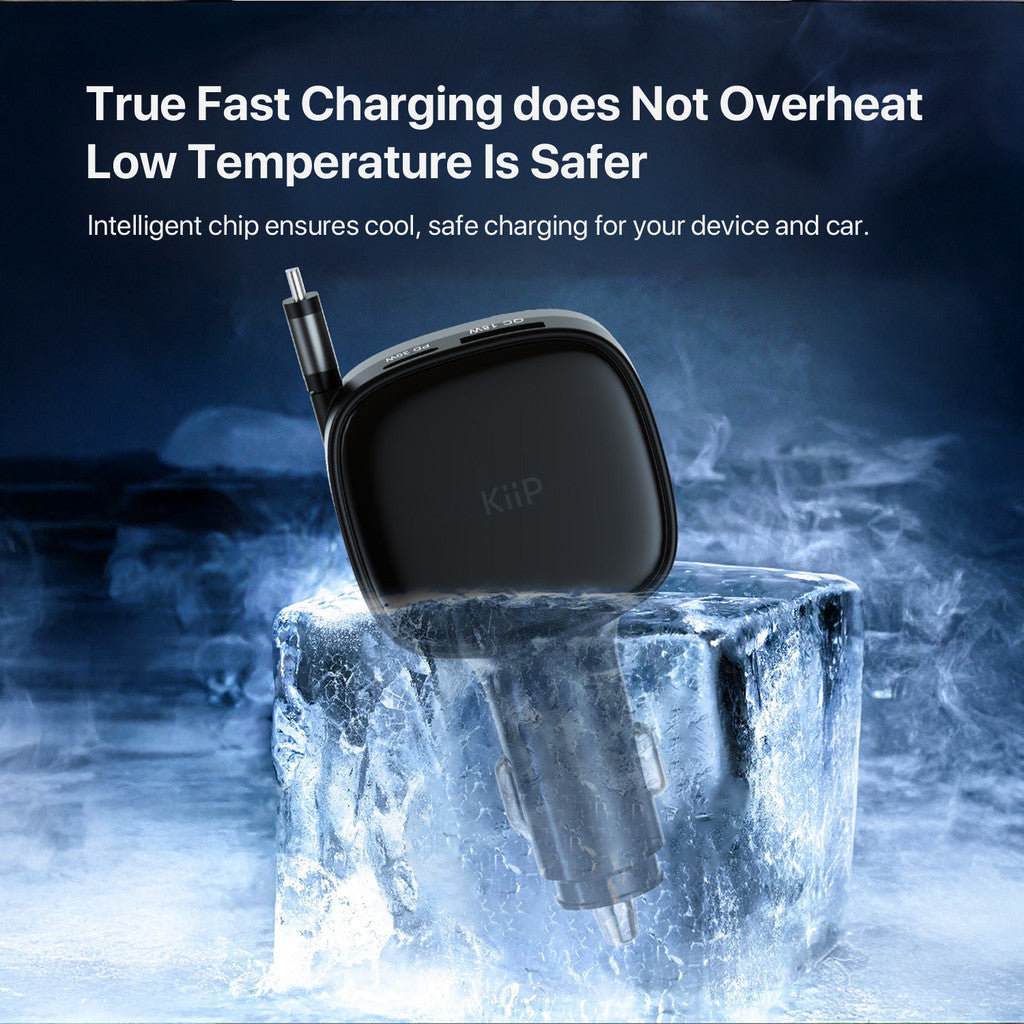 KiiP SC17 Car Charger Retractable PD 84W Charger Mobil Fast Charging