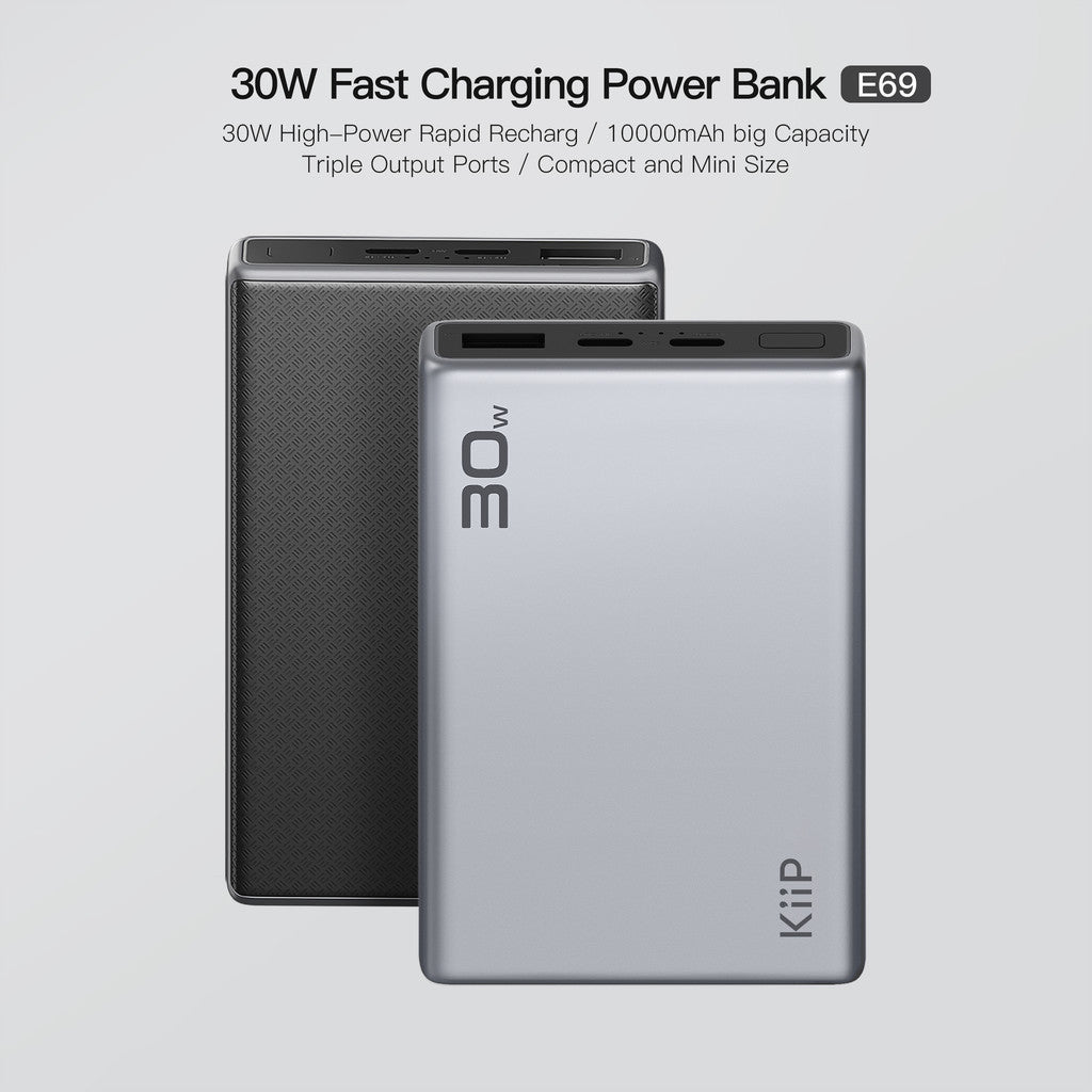 KiiP E69 Power Bank 10000mAh Super Fast Charging 3 Output 30W