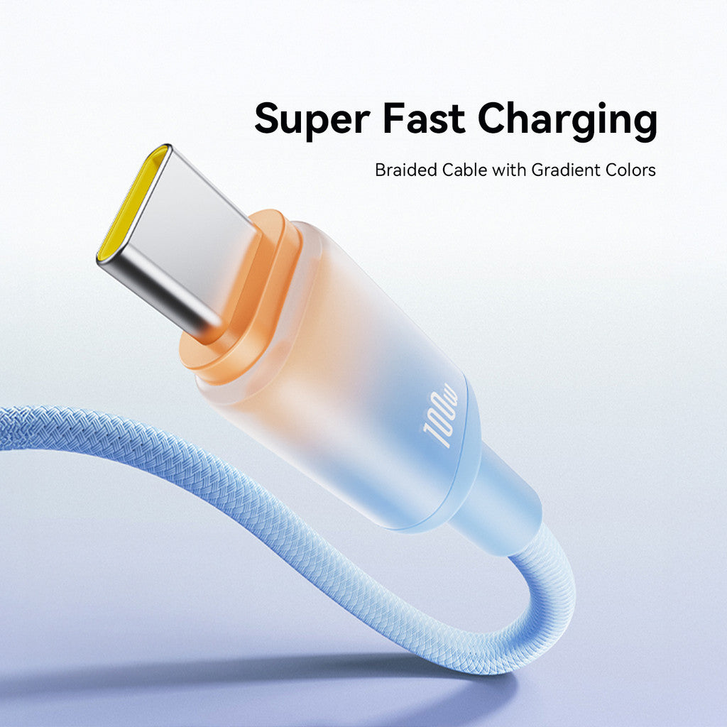KiiP Kabel Charger Fast Charging C To C/C To Lightning Up To 100W PD 27W Kabel Data Type C Lightning Gradient Series 1.2M