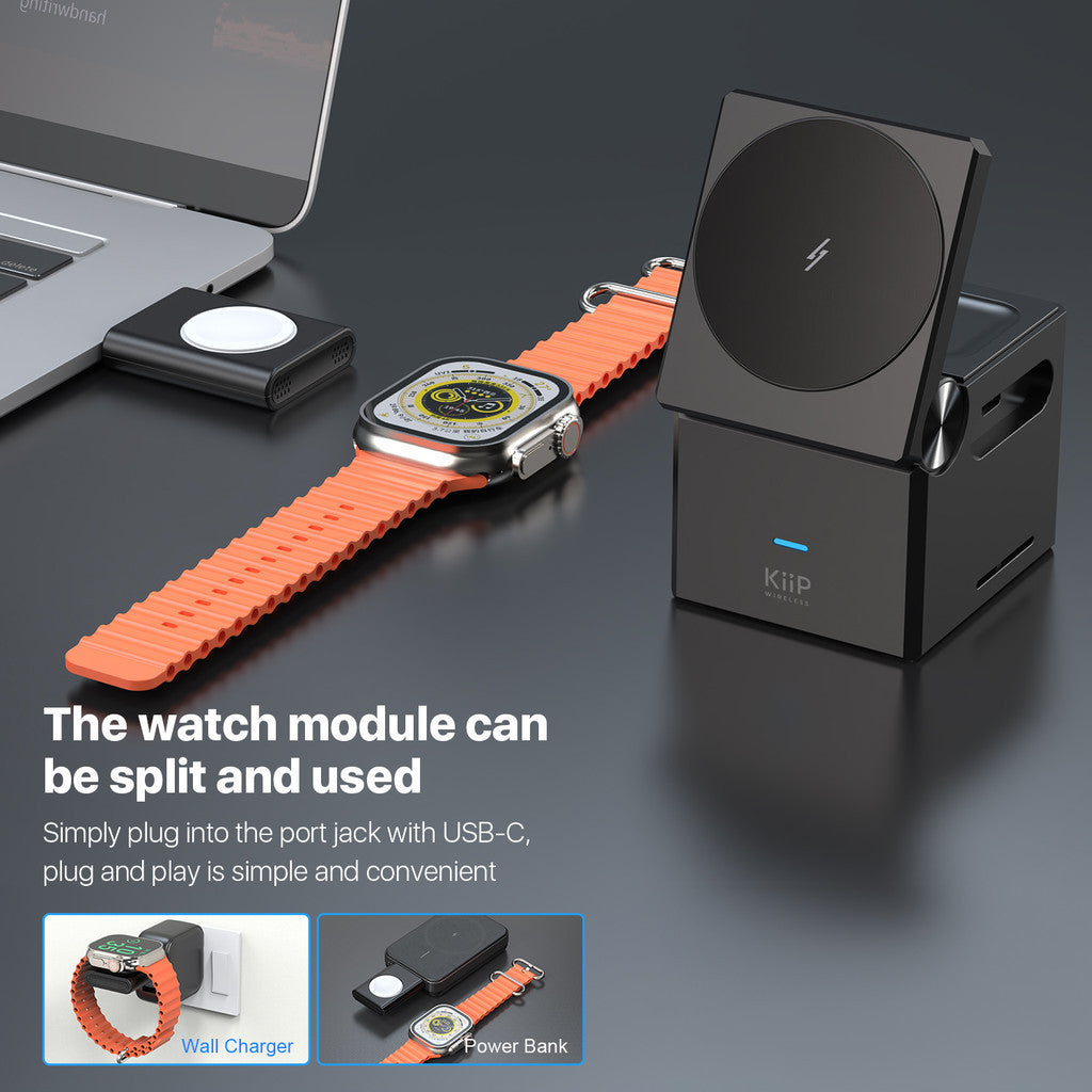 KiiP Wireless T1 Pro 15W Fast Charging Magnetic 3IN1 Foldable Magsafe Charging Station