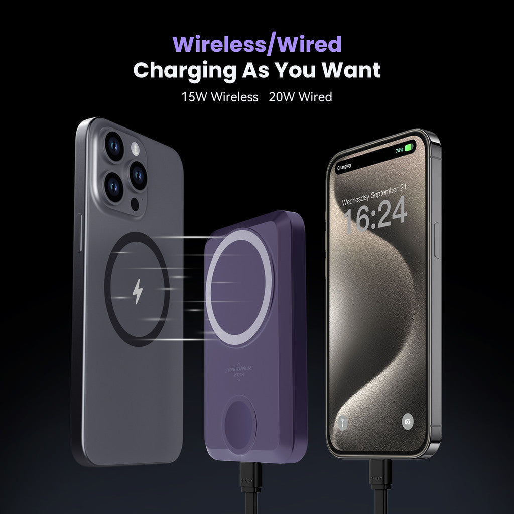 KiiP Wireless EW31 2in1 Power Bank Wireless Magnetic Powerbank Iwatch 10000 mAh Type C PD Fast Charging