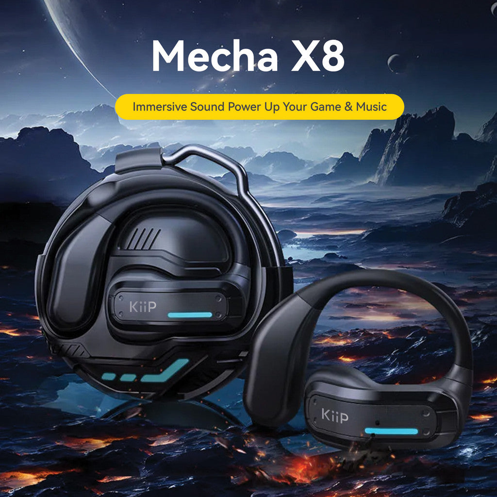 KiiP X8 OWS TWS Gaming Open Ear Hook Headphone IPX5 Waterproof Bone Conduction HiFi Stereo Sport Headset BT 5.4