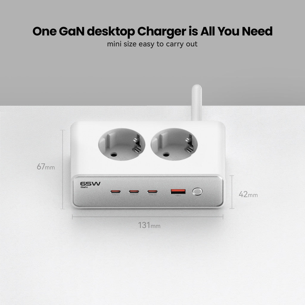 KiiP C20E Desktop Charger Fast Charging 65W Adaptor 6in1 USB Type-C Power Station