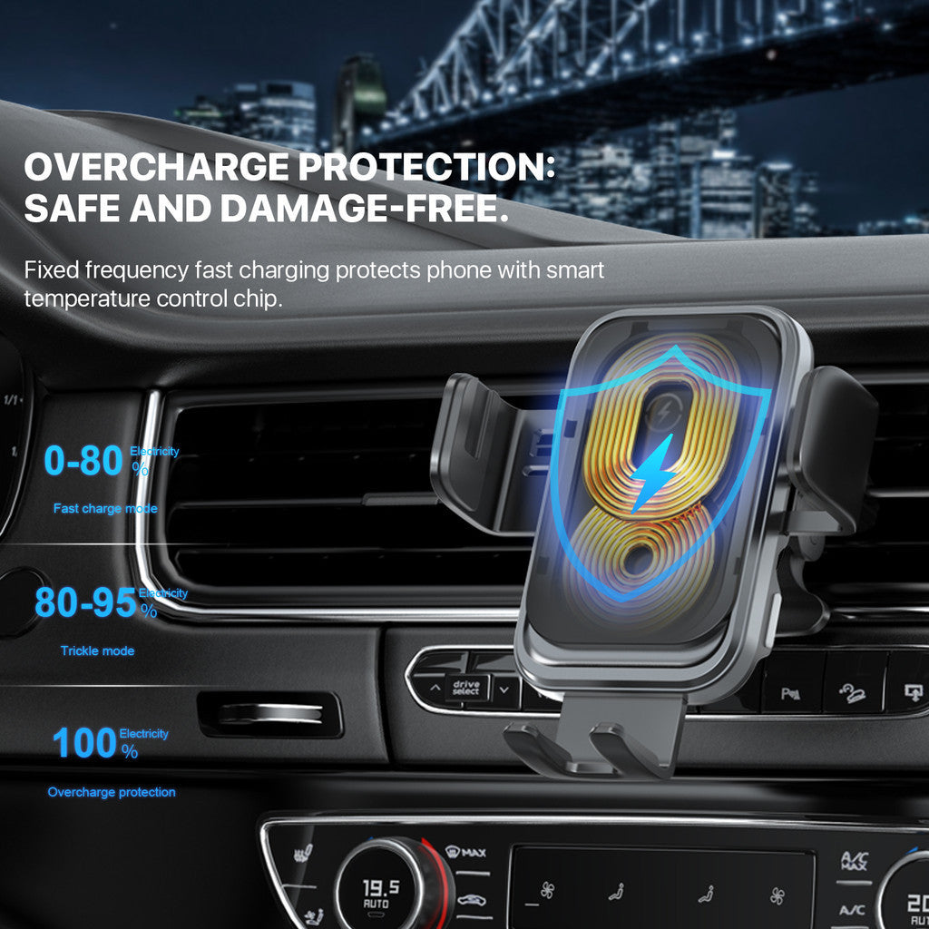 KiiP Wireless X6S Car Phone Holder 360 Degree Rotation 15W Fast Charging Air Vent Mobil