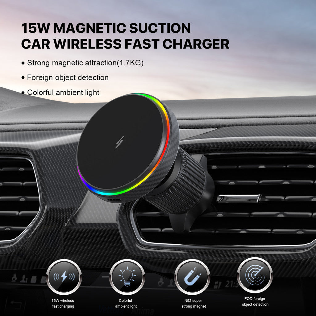 KiiP MG10C Magnetic Wireless Fast Charging Car Phone Holder 15W 360 Degree Rotation Air Vent Mobil