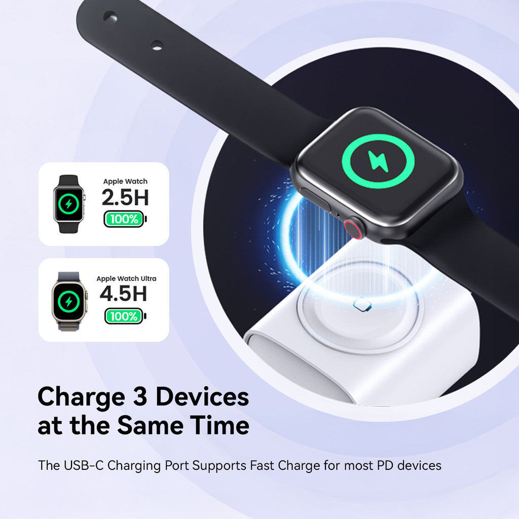 KiiP WH32 Adapter Charger 3in1 Fast Charging GaN6 22W USB-A / USB-C iWatch Wireless Charging