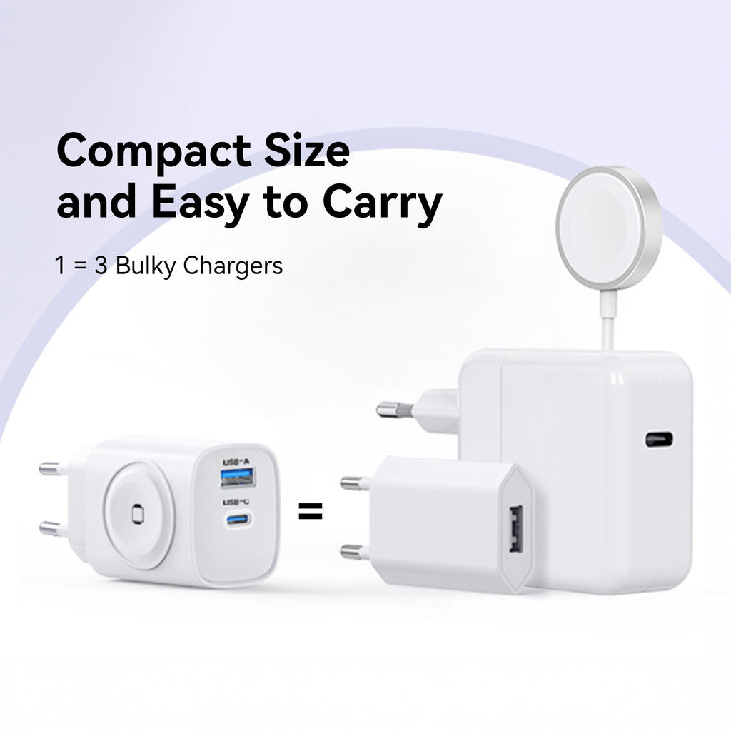 KiiP WH32 Adapter Charger 3in1 Fast Charging GaN6 22W USB-A / USB-C iWatch Wireless Charging