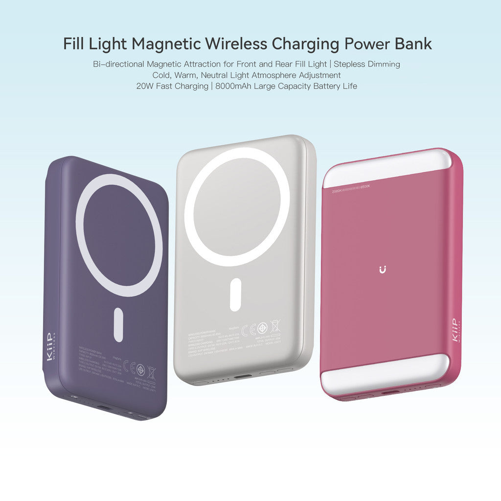 KiiP Wireless EW71 Powerbank Dual Magnetic Fill Light Fast Charge 20W