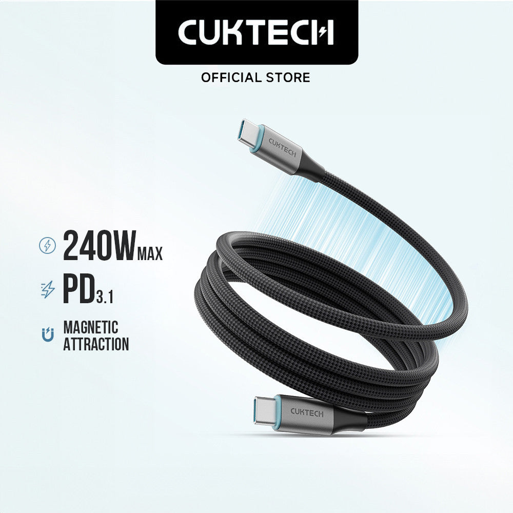 KiiP X Cuktech CMC610 Kabel Data 240W Magnetic Liquid Silicone Fast Charging Cable Type-C to Type-C PD 3.1