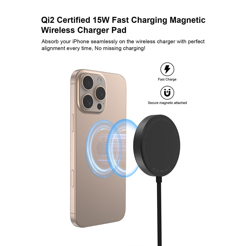 KiiP Wireless M5C Magnetic Wireless Charger Pad Qi2 Fast Charging 15W