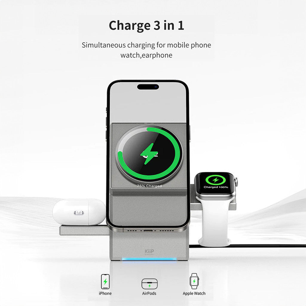 KiiP Wireless T2 3in1 Wireless Charging Station Fast Charging 15W Qi2
