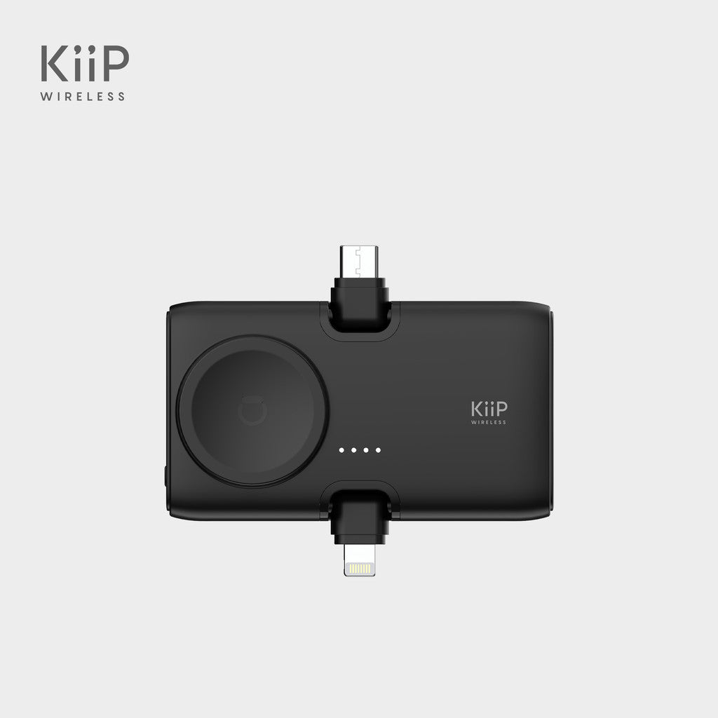 KiiP Power Bank Mini 3in1 Built In Cable Lightning Type C Iwatch Powerbank Fast Charging