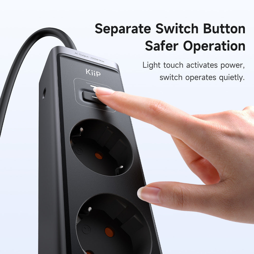 KiiP C29T Smart Power Strip GaN 30W 6in1 Charger Stop Kontak Surge Protection Multiple Socket PPS PD QC