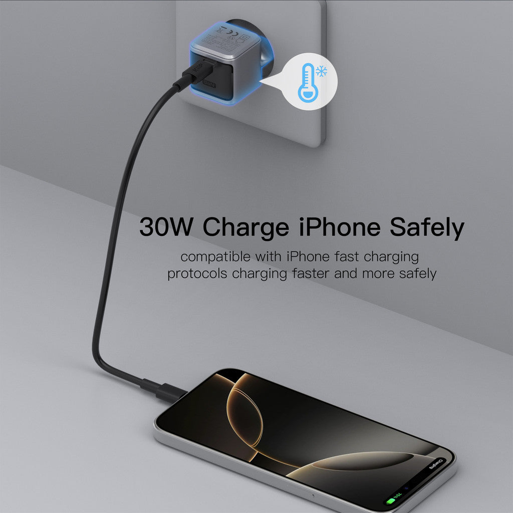 KiiP Wall Charger 30W Mini Adaptor GaN3 Fast Charger PD QC 3.0