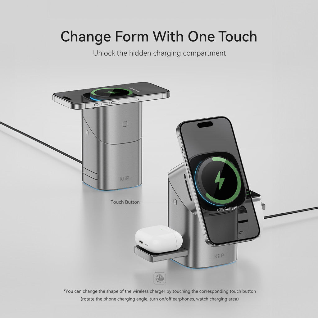 Kiip T2 Pro Qi2 3in1 Magnetic Wireless Charging Station Fast Charging 15w