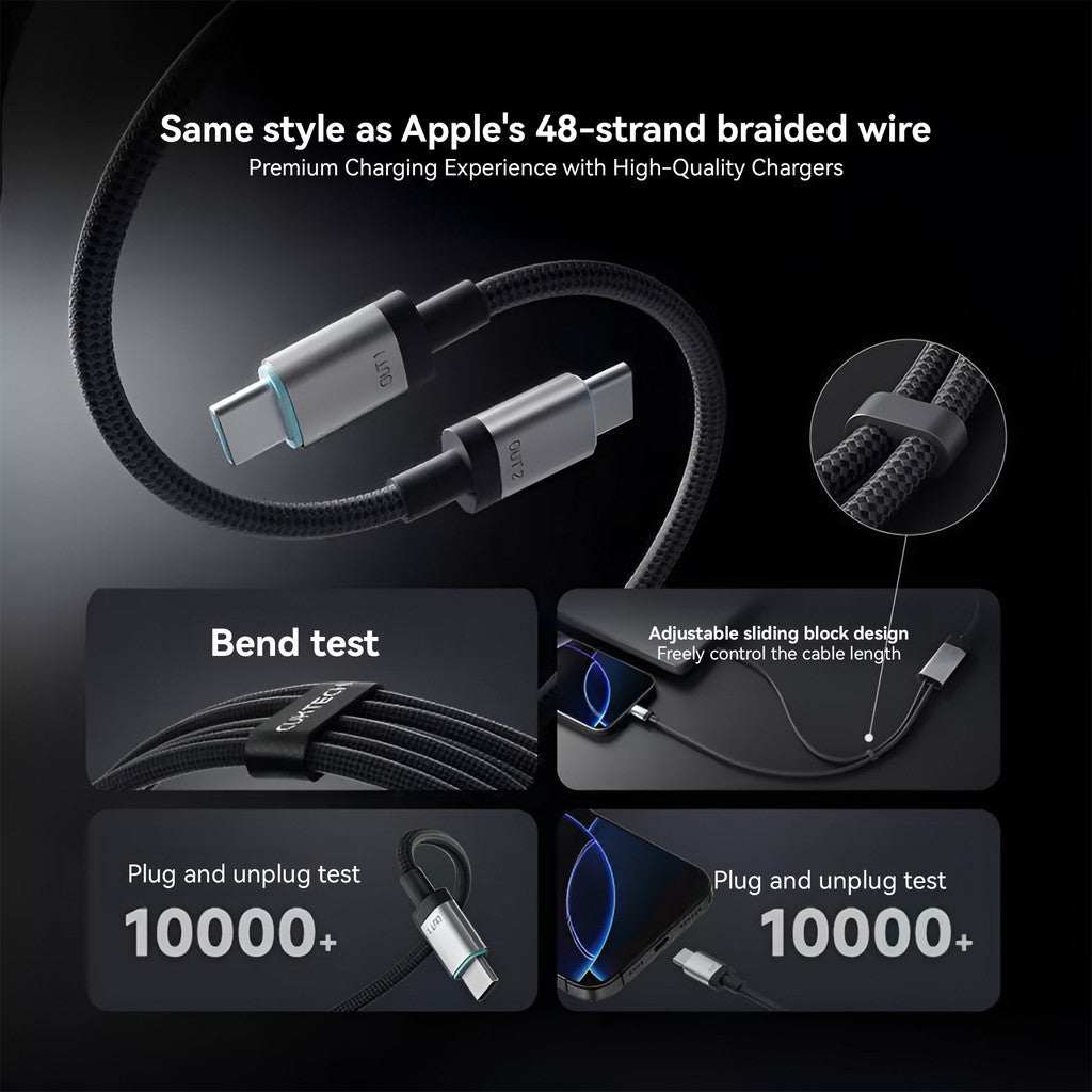 KiiP x Cuktech 10 C2C515 Kabel Data 2in1 100W PD3.0 PP3 QC4 Fast Charging