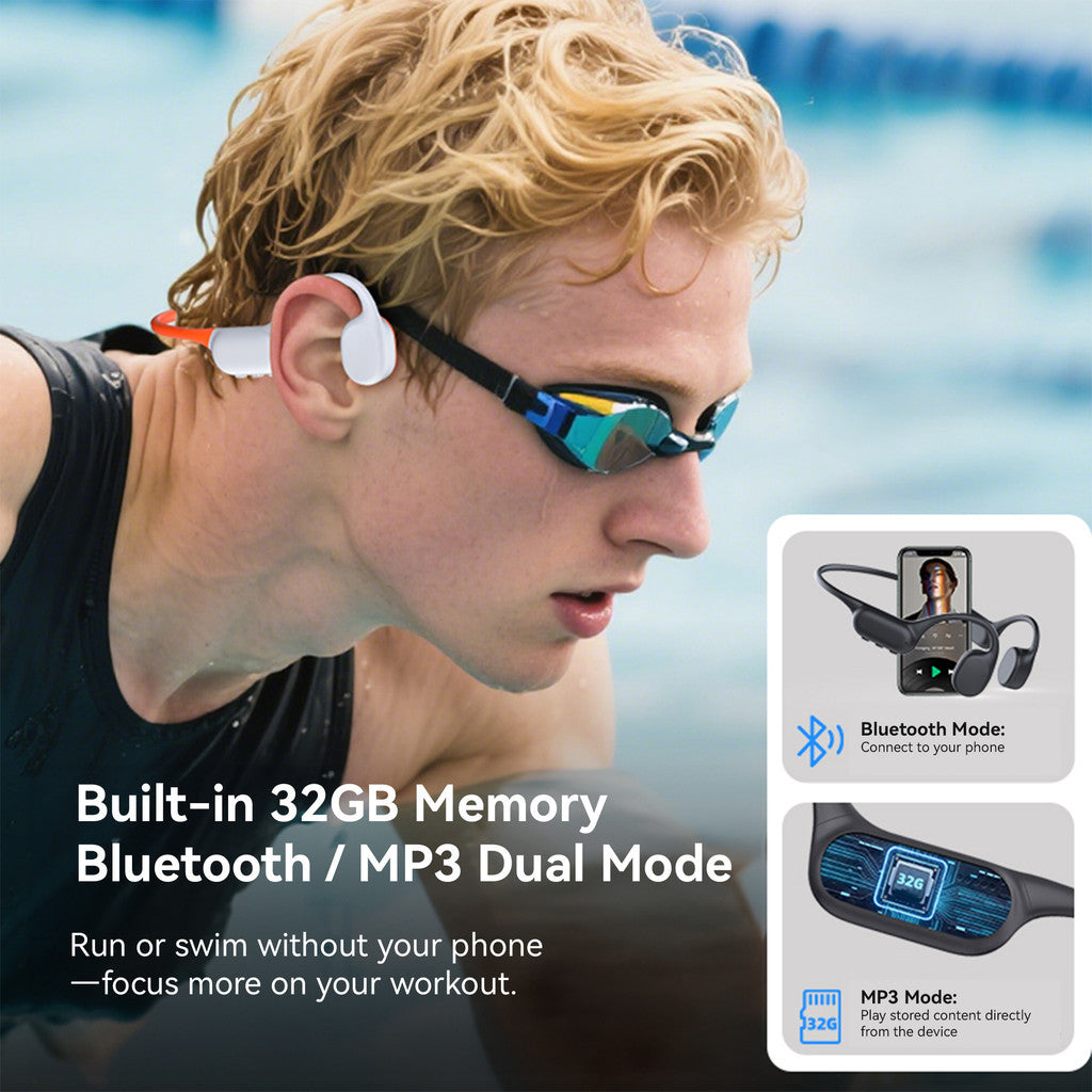 KiiP DTS11 Bone Conduction IPX8 Headset Bluetooth Open Ear Renang Gym With Memory 32GB