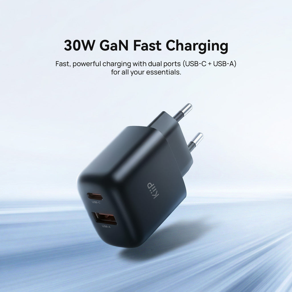 KiiP G30W Wall Charger Adaptor GaN 30W Fast Charging Kepala Charger Mini Travel Adaptor