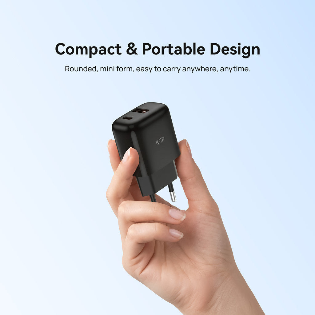 KiiP G30W Wall Charger Adaptor GaN 30W Fast Charging Kepala Charger Mini Travel Adaptor